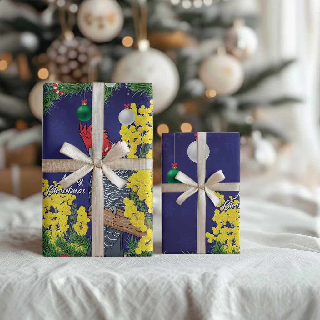 Australia Gang-gang Cockatoo Christmas Wrapping Paper Callocephalon Fimbriatum Golden Wattle Blue - Aussie Hoodie