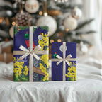 Australia Gang-gang Cockatoo Christmas Wrapping Paper Callocephalon Fimbriatum Golden Wattle Blue - Aussie Hoodie