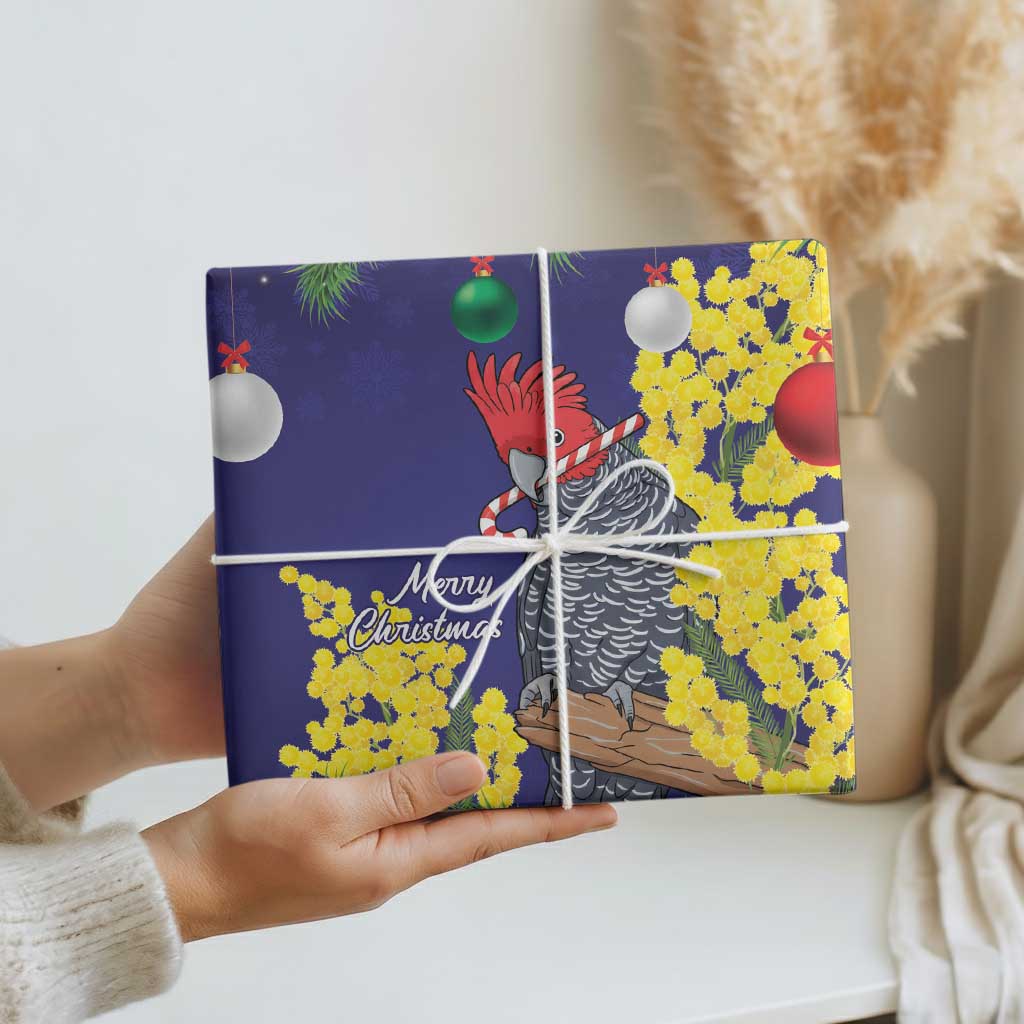 Australia Gang-gang Cockatoo Christmas Wrapping Paper Callocephalon Fimbriatum Golden Wattle Blue - Aussie Hoodie