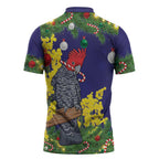 Australia Gang-gang Cockatoo Christmas Zipper Polo Shirt Callocephalon Fimbriatum Golden Wattle Blue - Aussie Hoodie