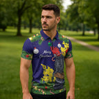 Australia Gang-gang Cockatoo Christmas Zipper Polo Shirt Callocephalon Fimbriatum Golden Wattle Blue - Aussie Hoodie