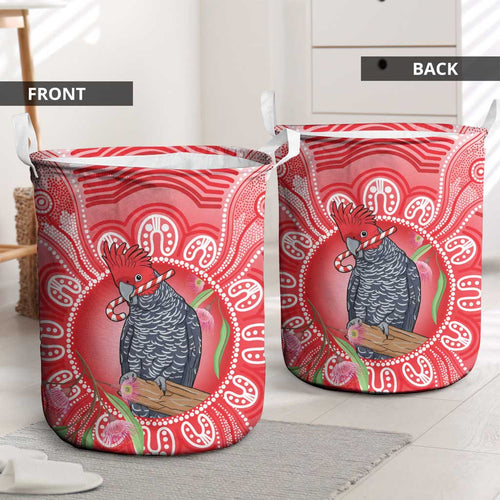Australia Gang-gang Cockatoo Christmas Laundry Basket Eucalyptus Blossoms Aboriginal Merry Xmas - Aussie Hoodie