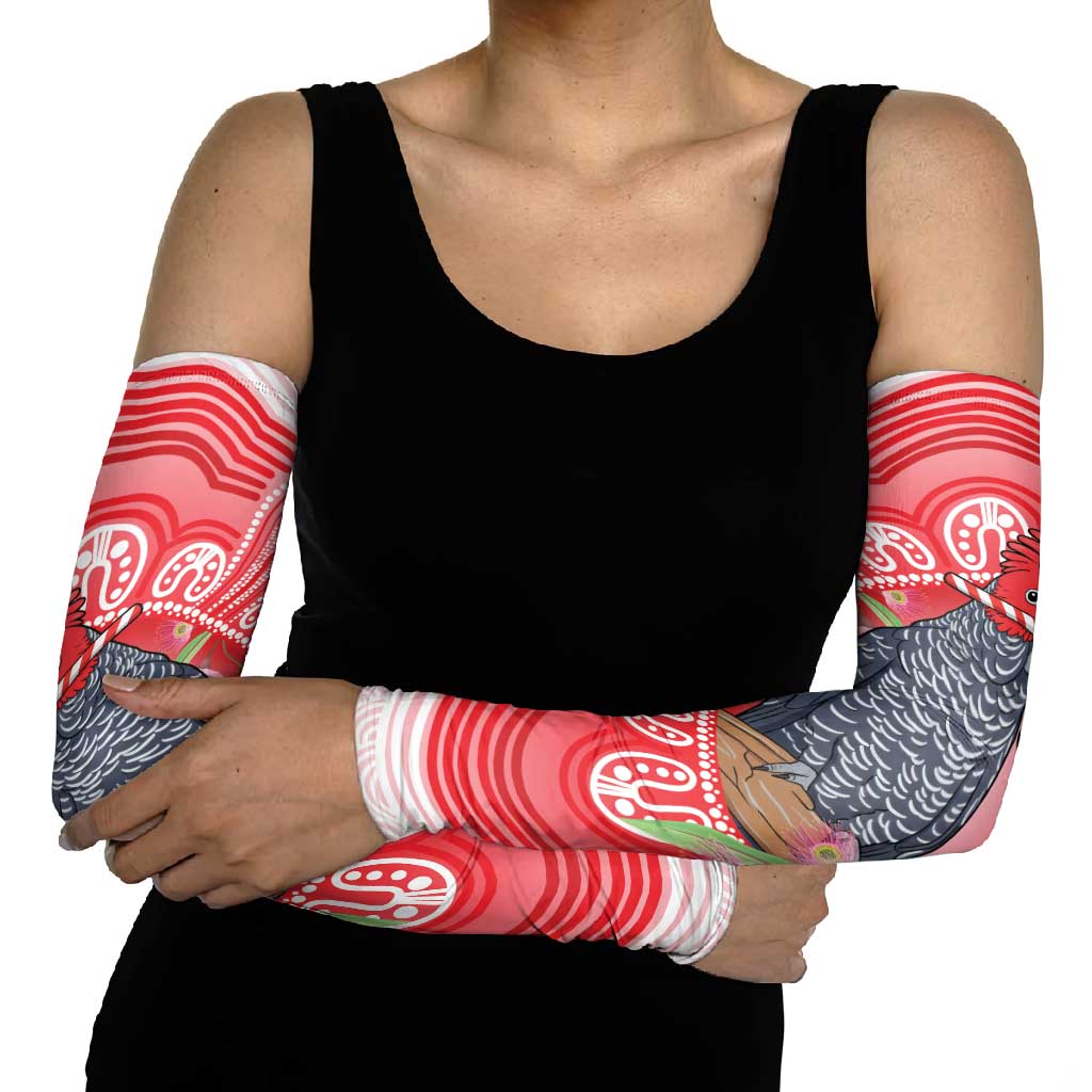 Australia Gang-gang Cockatoo Christmas Arm Sleeves Eucalyptus Blossoms Aboriginal Merry Xmas - Aussie Hoodie