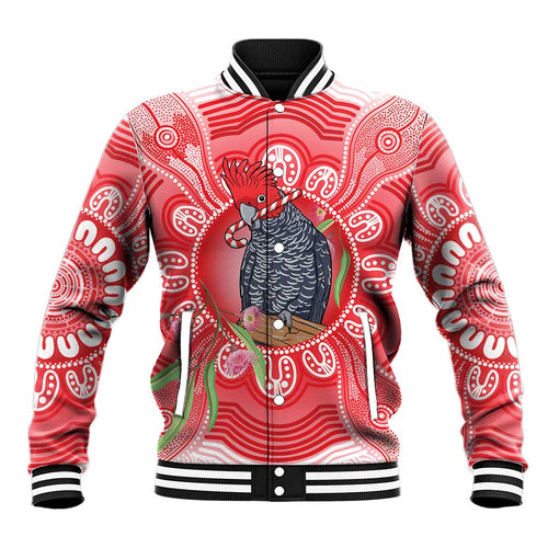 Australia Gang-gang Cockatoo Christmas Baseball Jacket Eucalyptus Blossoms Aboriginal Merry Xmas - Aussie Hoodie
