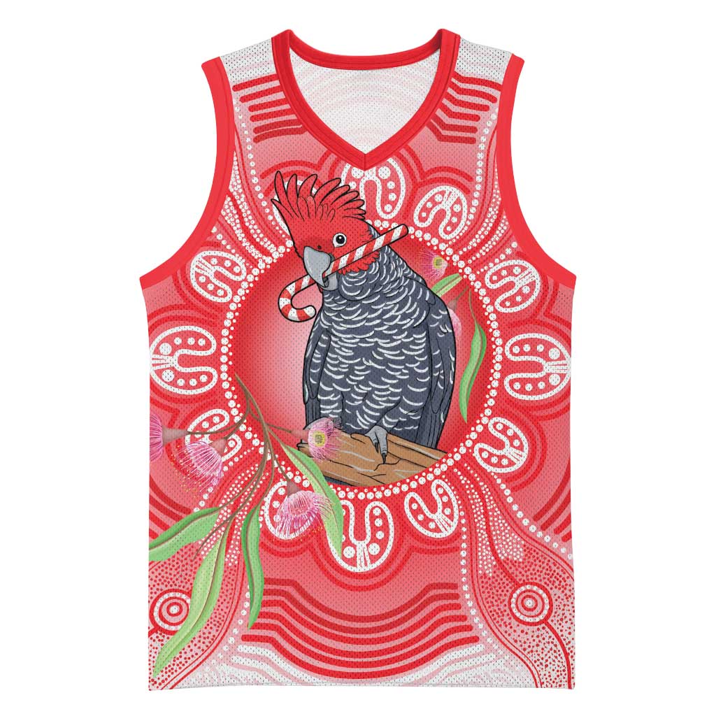 Australia Gang-gang Cockatoo Christmas Basketball Jersey Eucalyptus Blossoms Aboriginal Merry Xmas - Aussie Hoodie