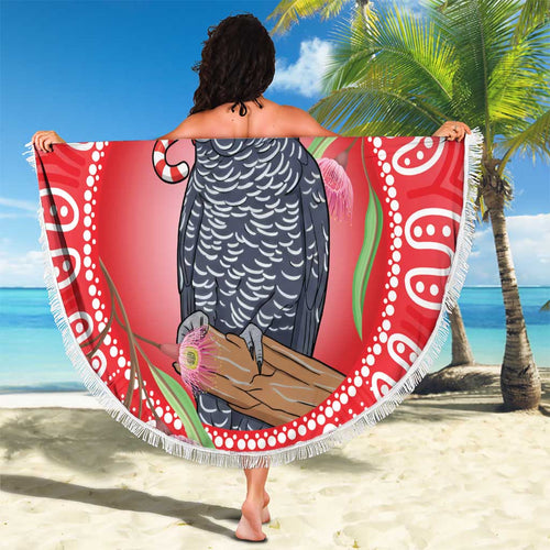 Australia Gang-gang Cockatoo Christmas Beach Blanket Eucalyptus Blossoms Aboriginal Merry Xmas - Aussie Hoodie