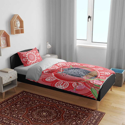 Australia Gang-gang Cockatoo Christmas Bedding Set Eucalyptus Blossoms Aboriginal Merry Xmas - Aussie Hoodie