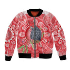 Australia Gang-gang Cockatoo Christmas Bomber Jacket Eucalyptus Blossoms Aboriginal Merry Xmas - Aussie Hoodie
