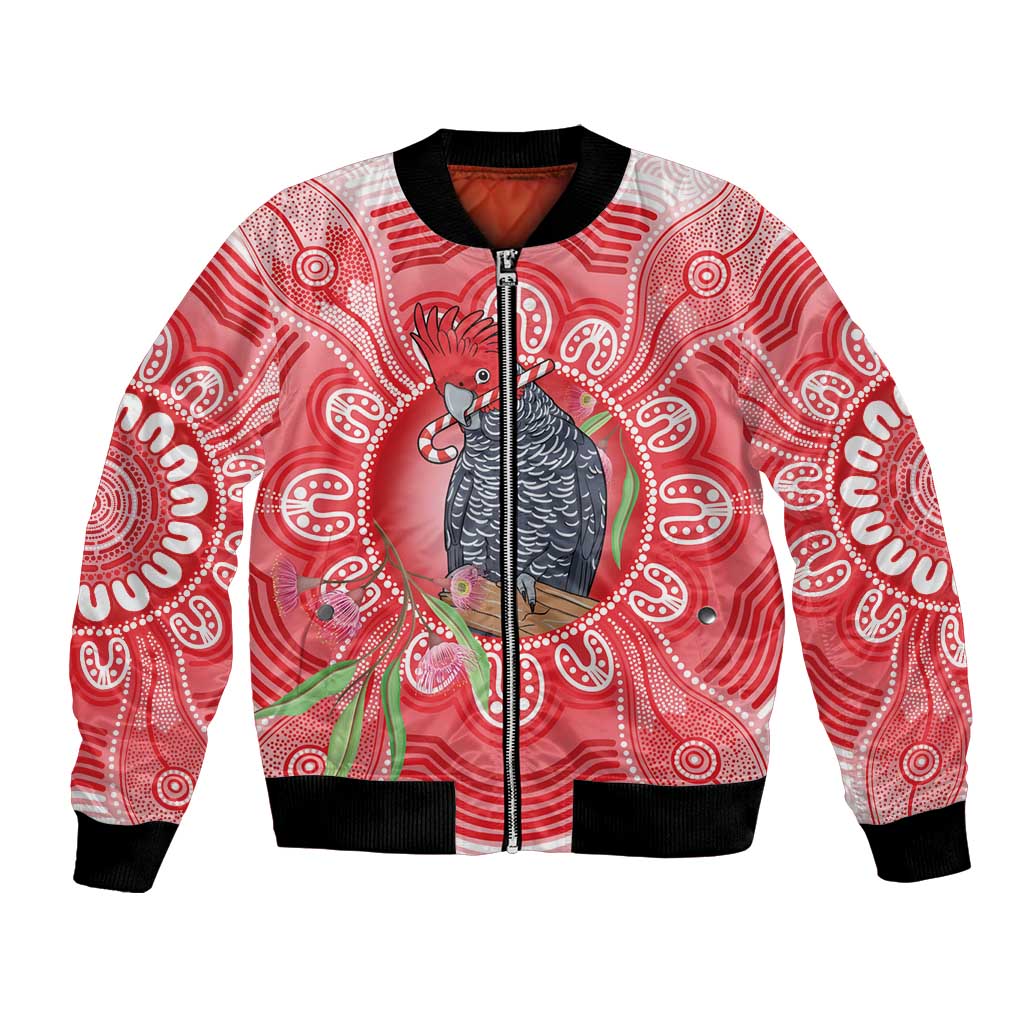Australia Gang-gang Cockatoo Christmas Bomber Jacket Eucalyptus Blossoms Aboriginal Merry Xmas - Aussie Hoodie