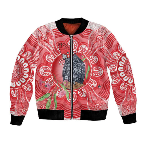 Australia Gang-gang Cockatoo Christmas Bomber Jacket Eucalyptus Blossoms Aboriginal Merry Xmas - Aussie Hoodie