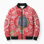 Australia Gang-gang Cockatoo Christmas Bomber Puffer Jacket Eucalyptus Blossoms Aboriginal Merry Xmas - Aussie Hoodie