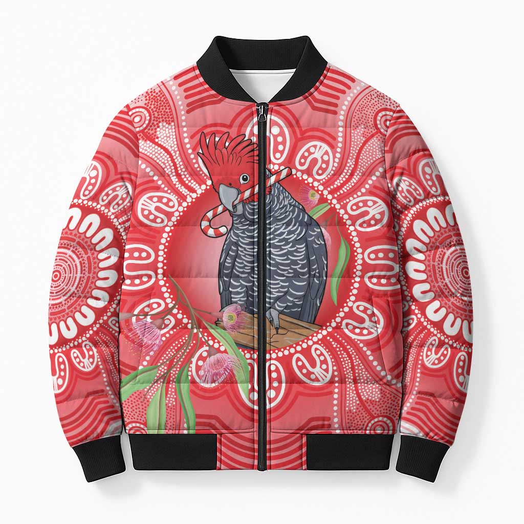 Australia Gang-gang Cockatoo Christmas Bomber Puffer Jacket Eucalyptus Blossoms Aboriginal Merry Xmas - Aussie Hoodie