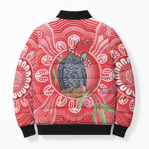 Australia Gang-gang Cockatoo Christmas Bomber Puffer Jacket Eucalyptus Blossoms Aboriginal Merry Xmas - Aussie Hoodie