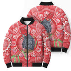 Australia Gang-gang Cockatoo Christmas Bomber Puffer Jacket Eucalyptus Blossoms Aboriginal Merry Xmas - Aussie Hoodie