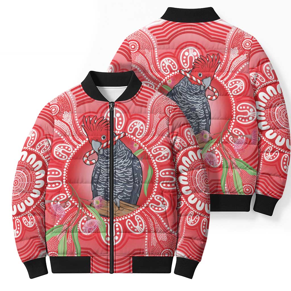 Australia Gang-gang Cockatoo Christmas Bomber Puffer Jacket Eucalyptus Blossoms Aboriginal Merry Xmas - Aussie Hoodie
