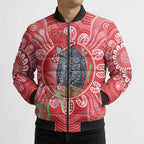 Australia Gang-gang Cockatoo Christmas Bomber Puffer Jacket Eucalyptus Blossoms Aboriginal Merry Xmas - Aussie Hoodie