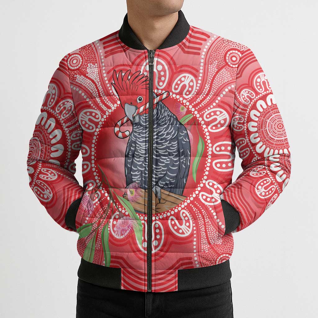 Australia Gang-gang Cockatoo Christmas Bomber Puffer Jacket Eucalyptus Blossoms Aboriginal Merry Xmas - Aussie Hoodie