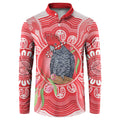 Australia Gang-gang Cockatoo Christmas Button Sweatshirt Eucalyptus Blossoms Aboriginal Merry Xmas - Aussie Hoodie