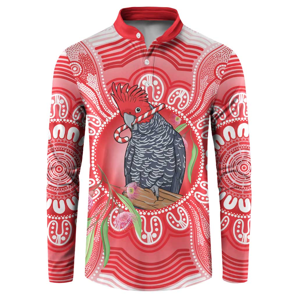 Australia Gang-gang Cockatoo Christmas Button Sweatshirt Eucalyptus Blossoms Aboriginal Merry Xmas - Aussie Hoodie