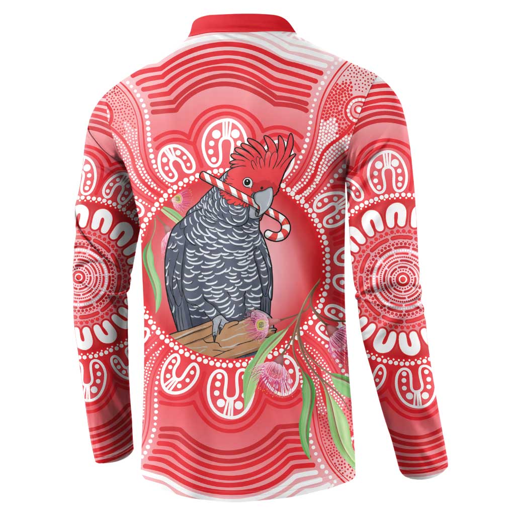 Australia Gang-gang Cockatoo Christmas Button Sweatshirt Eucalyptus Blossoms Aboriginal Merry Xmas - Aussie Hoodie