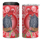 Australia Gang-gang Cockatoo Christmas 4 in 1 Can Cooler Tumbler Eucalyptus Blossoms Aboriginal Merry Xmas - Aussie Hoodie