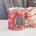 Australia Gang-gang Cockatoo Christmas Ceramic Mug Eucalyptus Blossoms Aboriginal Merry Xmas - Aussie Hoodie