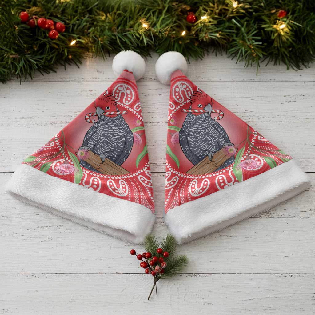 Australia Gang-gang Cockatoo Christmas Santa Hat Eucalyptus Blossoms Aboriginal Merry Xmas - Aussie Hoodie