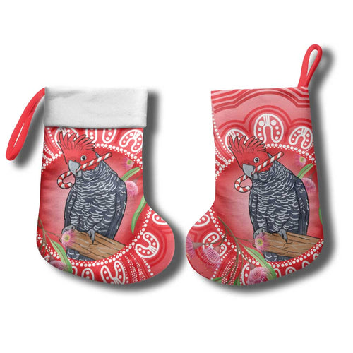 Australia Gang-gang Cockatoo Christmas Stocking Eucalyptus Blossoms Aboriginal Merry Xmas - Aussie Hoodie