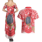 Australia Gang-gang Cockatoo Christmas Couples Matching Summer Maxi Dress and Hawaiian Shirt Eucalyptus Blossoms Aboriginal Merry Xmas - Aussie Hoodie