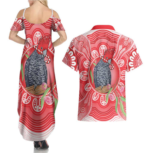 Australia Gang-gang Cockatoo Christmas Couples Matching Summer Maxi Dress and Hawaiian Shirt Eucalyptus Blossoms Aboriginal Merry Xmas - Aussie Hoodie