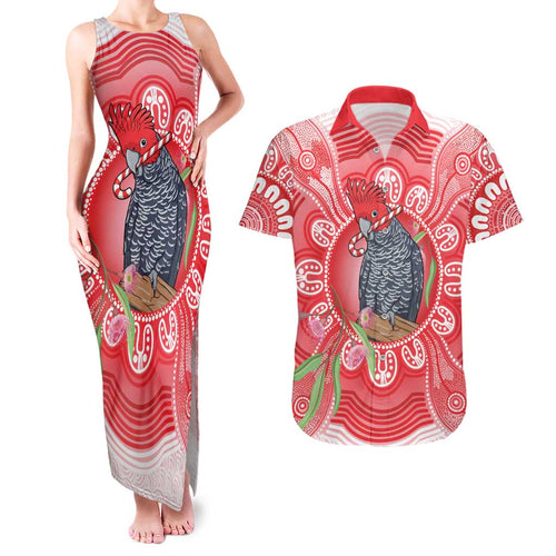 Australia Gang-gang Cockatoo Christmas Couples Matching Tank Maxi Dress and Hawaiian Shirt Eucalyptus Blossoms Aboriginal Merry Xmas - Aussie Hoodie