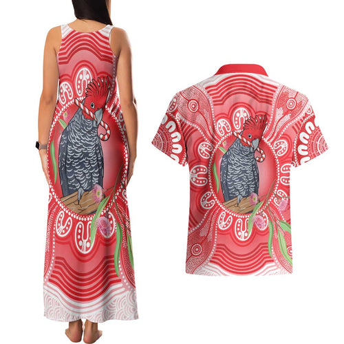 Australia Gang-gang Cockatoo Christmas Couples Matching Tank Maxi Dress and Hawaiian Shirt Eucalyptus Blossoms Aboriginal Merry Xmas - Aussie Hoodie