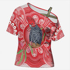 Australia Gang-gang Cockatoo Christmas Cross Shoulder Shirt Eucalyptus Blossoms Aboriginal Merry Xmas - Aussie Hoodie