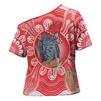 Australia Gang-gang Cockatoo Christmas Cross Shoulder Shirt Eucalyptus Blossoms Aboriginal Merry Xmas - Aussie Hoodie