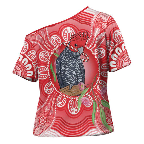 Australia Gang-gang Cockatoo Christmas Cross Shoulder Shirt Eucalyptus Blossoms Aboriginal Merry Xmas - Aussie Hoodie