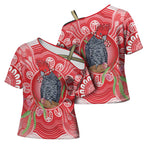 Australia Gang-gang Cockatoo Christmas Cross Shoulder Shirt Eucalyptus Blossoms Aboriginal Merry Xmas - Aussie Hoodie
