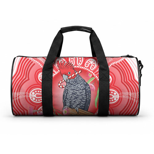 Australia Gang-gang Cockatoo Christmas Duffle Bag Eucalyptus Blossoms Aboriginal Merry Xmas