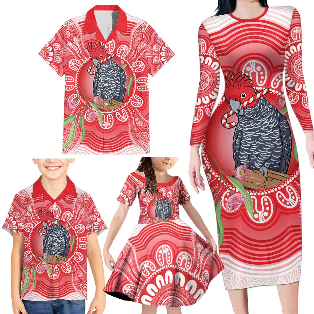 Australia Gang-gang Cockatoo Christmas Family Matching Long Sleeve Bodycon Dress and Hawaiian Shirt Eucalyptus Blossoms Aboriginal Merry Xmas - Aussie Hoodie