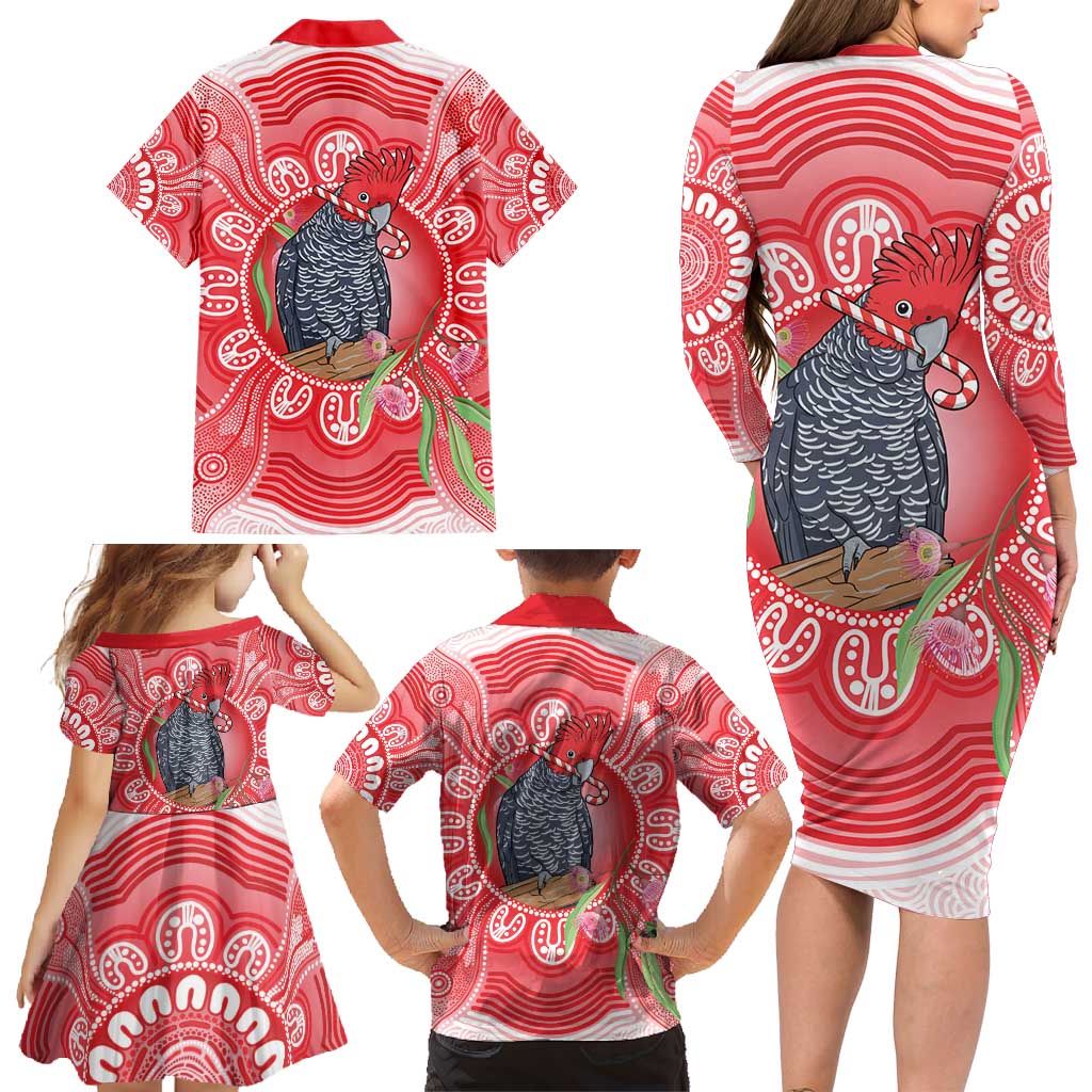 Australia Gang-gang Cockatoo Christmas Family Matching Long Sleeve Bodycon Dress and Hawaiian Shirt Eucalyptus Blossoms Aboriginal Merry Xmas - Aussie Hoodie