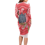 Australia Gang-gang Cockatoo Christmas Family Matching Long Sleeve Bodycon Dress and Hawaiian Shirt Eucalyptus Blossoms Aboriginal Merry Xmas - Aussie Hoodie