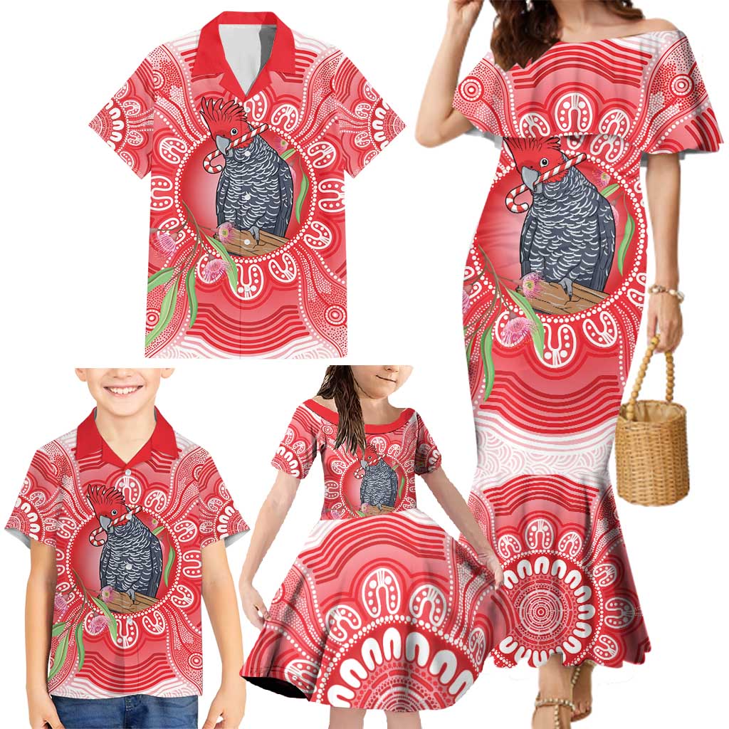 Australia Gang-gang Cockatoo Christmas Family Matching Mermaid Dress and Hawaiian Shirt Eucalyptus Blossoms Aboriginal Merry Xmas - Aussie Hoodie