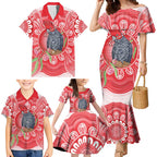 Australia Gang-gang Cockatoo Christmas Family Matching Mermaid Dress and Hawaiian Shirt Eucalyptus Blossoms Aboriginal Merry Xmas - Aussie Hoodie