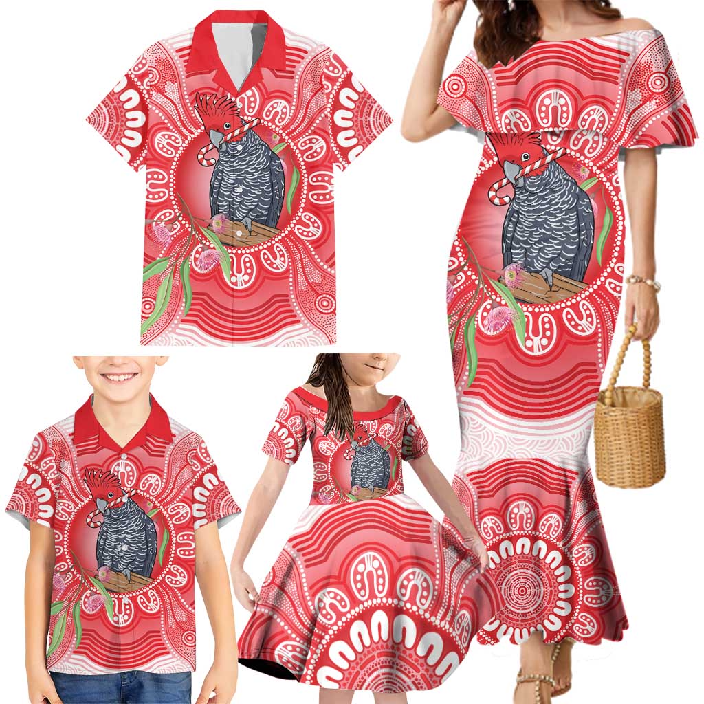 Australia Gang-gang Cockatoo Christmas Family Matching Mermaid Dress and Hawaiian Shirt Eucalyptus Blossoms Aboriginal Merry Xmas - Aussie Hoodie