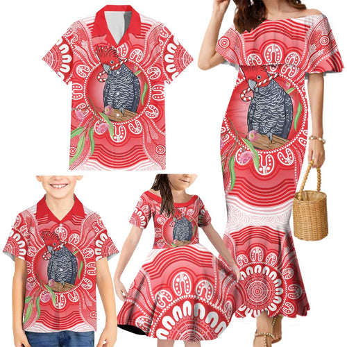 Australia Gang-gang Cockatoo Christmas Family Matching Mermaid Dress and Hawaiian Shirt Eucalyptus Blossoms Aboriginal Merry Xmas - Aussie Hoodie