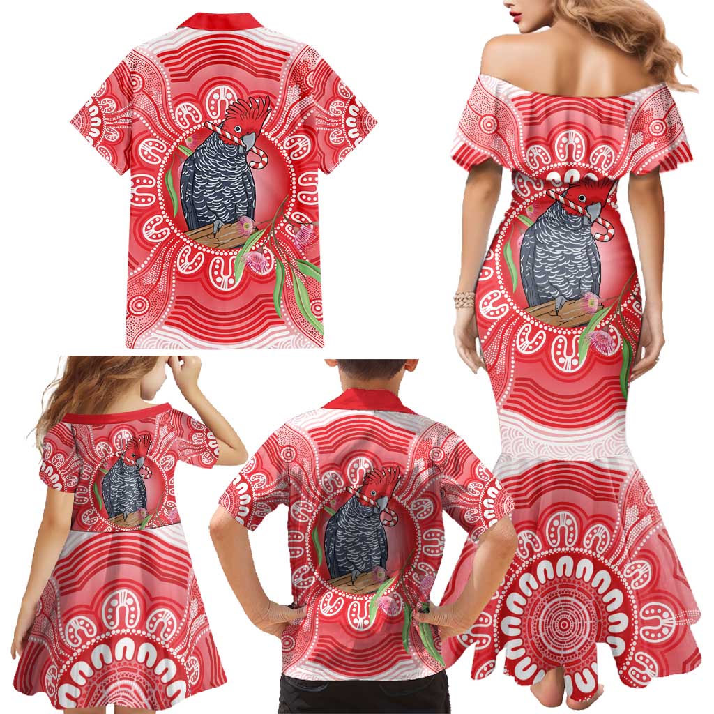 Australia Gang-gang Cockatoo Christmas Family Matching Mermaid Dress and Hawaiian Shirt Eucalyptus Blossoms Aboriginal Merry Xmas - Aussie Hoodie