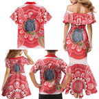 Australia Gang-gang Cockatoo Christmas Family Matching Mermaid Dress and Hawaiian Shirt Eucalyptus Blossoms Aboriginal Merry Xmas - Aussie Hoodie