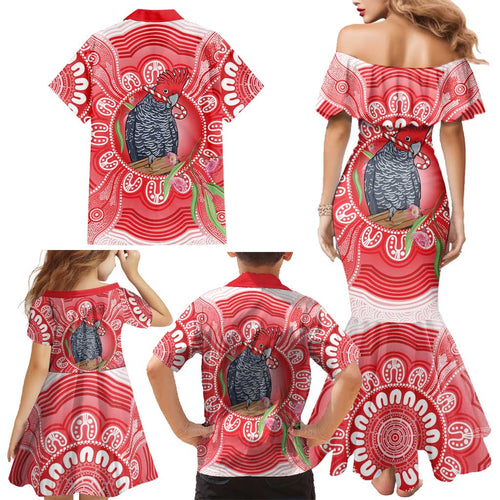 Australia Gang-gang Cockatoo Christmas Family Matching Mermaid Dress and Hawaiian Shirt Eucalyptus Blossoms Aboriginal Merry Xmas - Aussie Hoodie