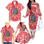 Australia Gang-gang Cockatoo Christmas Family Matching Off The Shoulder Long Sleeve Dress and Hawaiian Shirt Eucalyptus Blossoms Aboriginal Merry Xmas - Aussie Hoodie