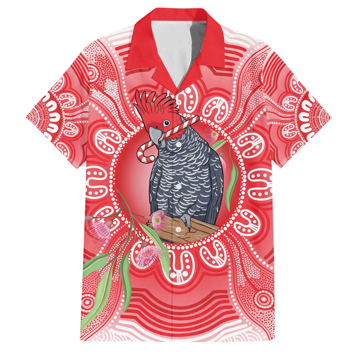 Australia Gang-gang Cockatoo Christmas Family Matching Off The Shoulder Long Sleeve Dress and Hawaiian Shirt Eucalyptus Blossoms Aboriginal Merry Xmas - Aussie Hoodie