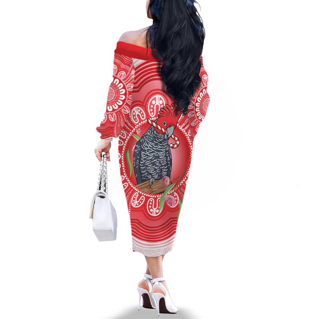 Australia Gang-gang Cockatoo Christmas Family Matching Off The Shoulder Long Sleeve Dress and Hawaiian Shirt Eucalyptus Blossoms Aboriginal Merry Xmas - Aussie Hoodie